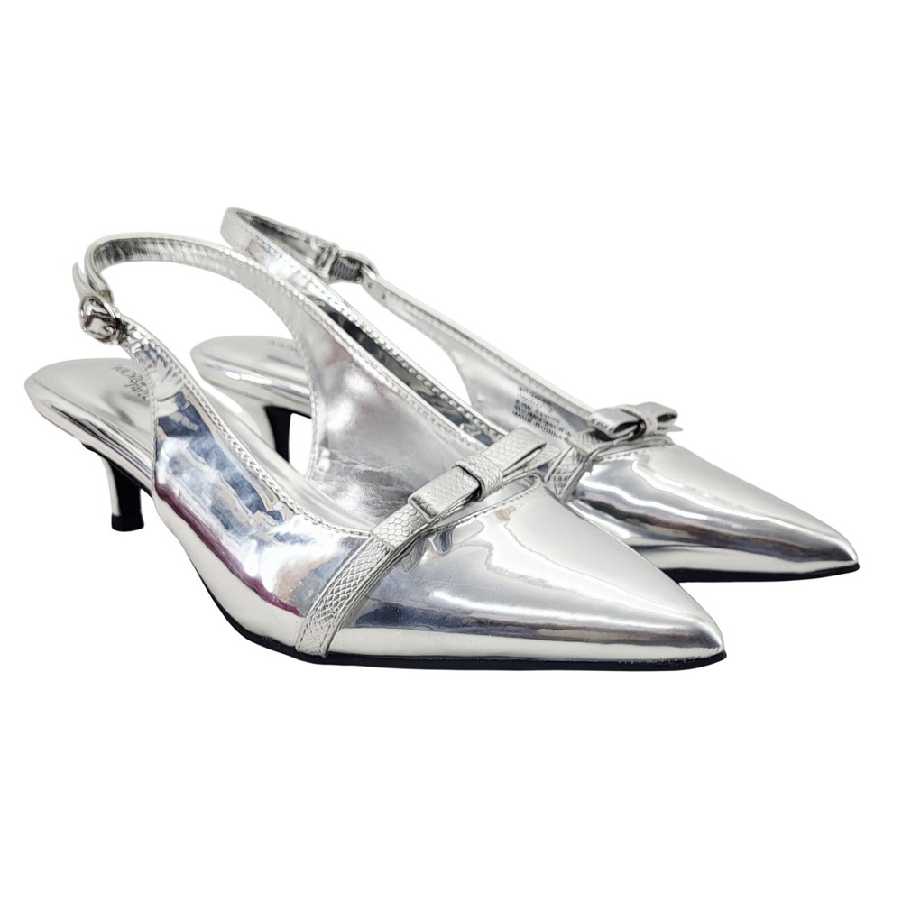 NWOT Morgan‎ Taylor Silver Kitten Heel - Size 8.5